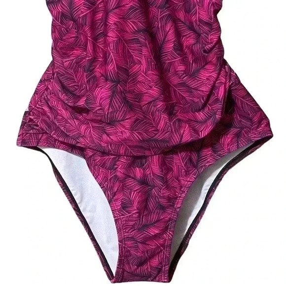 Eddie Bauer Swimsuit Women’s Large Pink Ruched Shaping Crisscross One Piece NWT - Picture 6 of 8